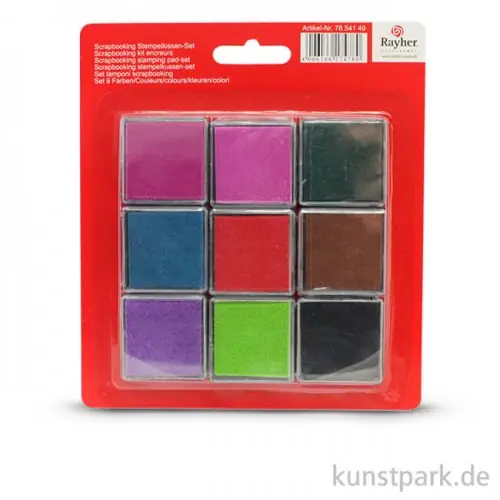 Weltweiter Versand Scrapbooking Stempelkissen-Set, 9 Farben gemischt, 3,5x3,5 cm