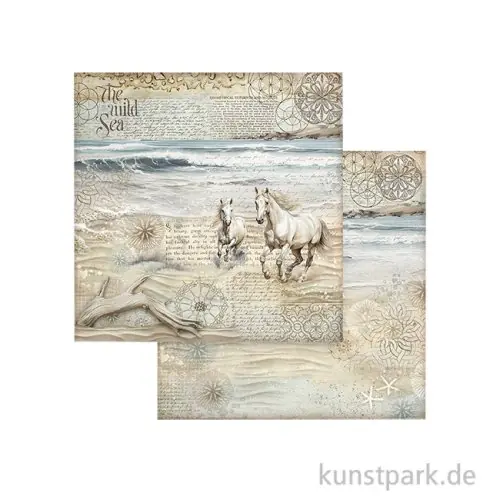 Zertifiziert Stamperia Scrappapier - Silent Sea Horses, 30,5 x 30,5 cm
