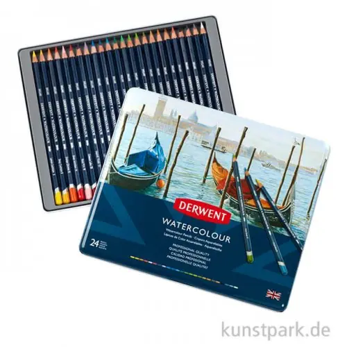Derwent WATERCOLOUR, 24 Aquarellstifte im Metalletui Nur Heute