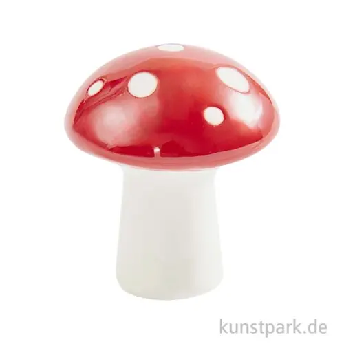 Porzellan Figur - Fliegenpilz, Rot-Weiß, 4 x 3,4 x 3,4 cm Gratis Versand