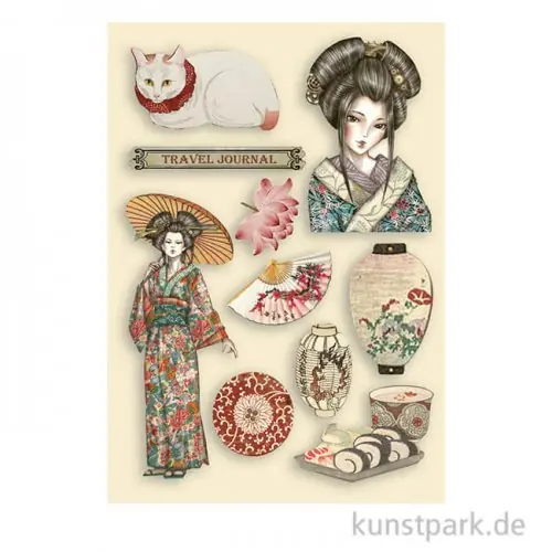 Stamperia Wooden Shapes - Sir Vagabond in Japan Lady, DIN A5 Billig