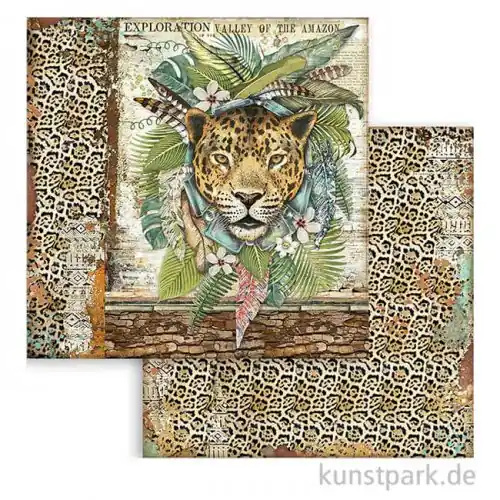 Wochenendangebot Stamperia Scrappapier - Amazonia Jaguar, 30,5x30,5 cm