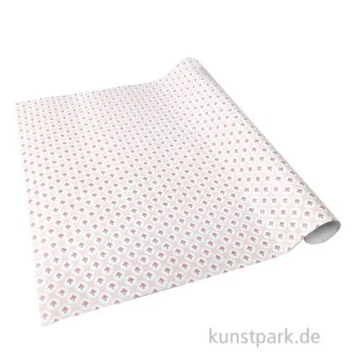 Exklusiv Miniatur Tapete mit Blumen, Creme Rosa, 50 x 30 cm