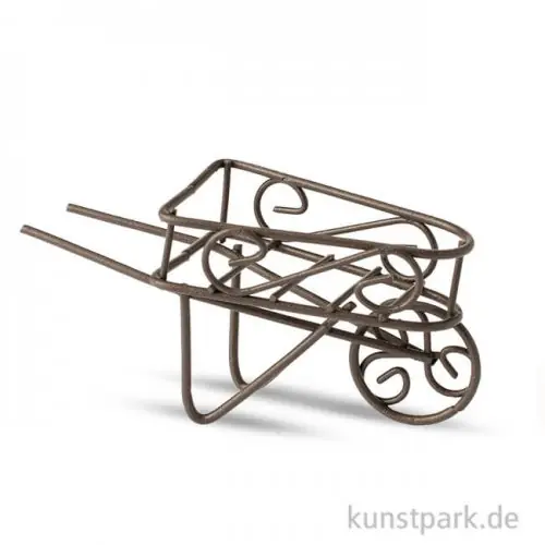 Weltweiter Versand Mini Schubkarre aus Metall - Rost, 8x3,5x4 cm