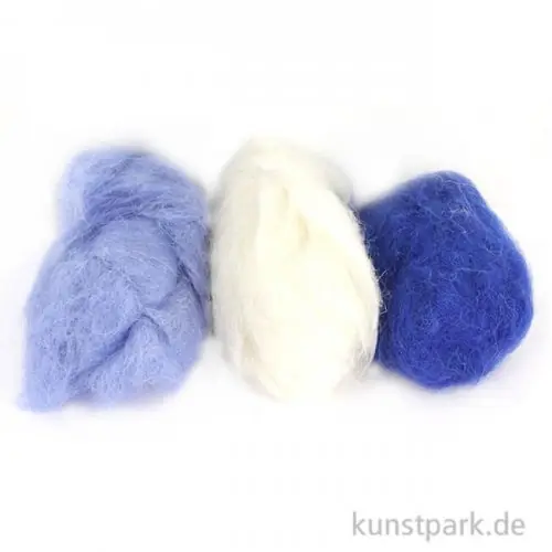 Schafwolle - Blau-Mix, 3x10g sortiert Highlight