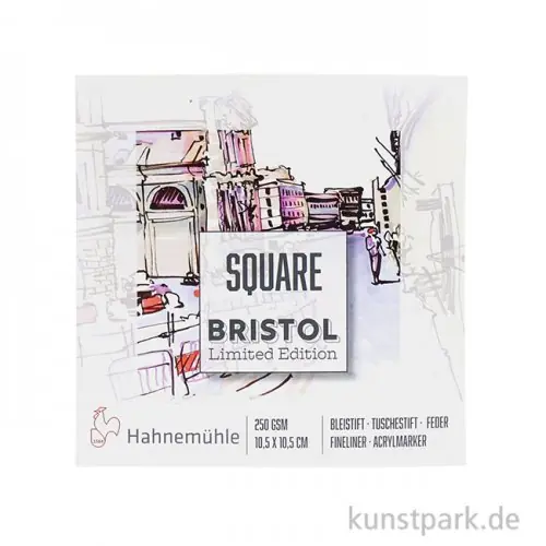 Exklusiv Hahnemühle Zeichenblock Square Bristol, 105x105mm, 25 Blatt, 250g