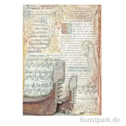 Top-Seller Stamperia Reispapier - Venice City of Art Gondola, DIN A4