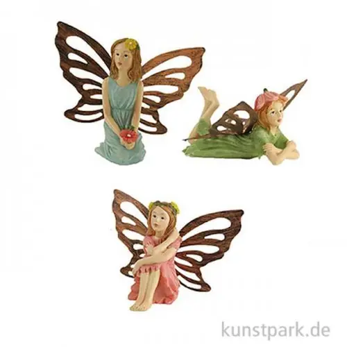 Miniatur Feen mit Flügel, 6,7 cm, 3 Stück sortiert Nur Heute