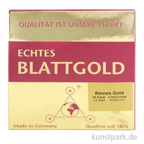 Blattgold 24 Karat 80x80, 25 Blatt im Heftchen Direktkauf
