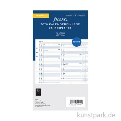 FILOFAX Kalendereinlagen 2026 - Jahresplaner, Personal Hochwertig