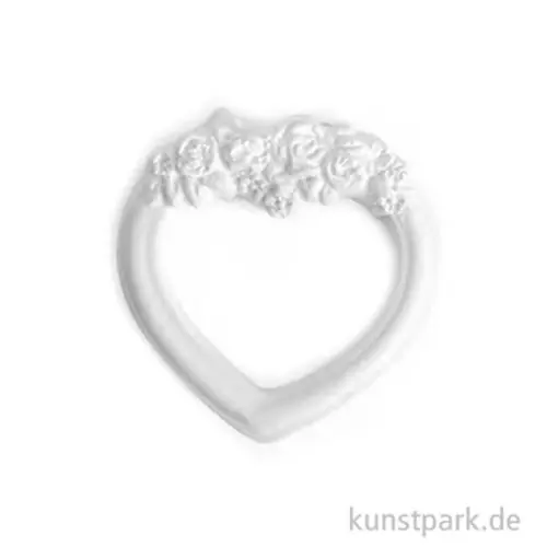 Knallerangebot Gipsrahmen - Herz mit Rosen, 65 x 70 x 13 mm