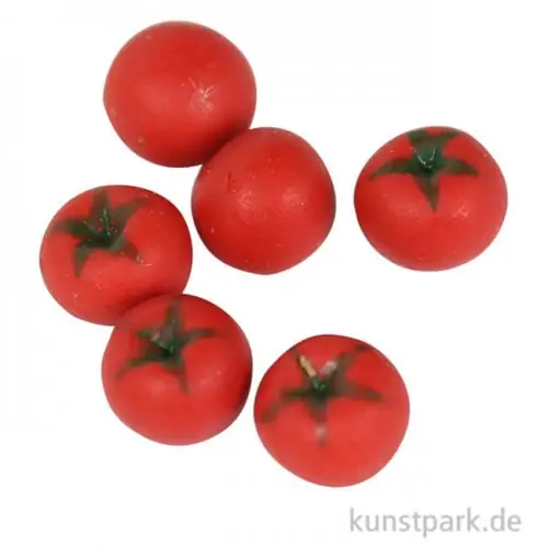 Miniatur Tomaten, Durchmesser 0,7 cm, 6 Stück Handgefertigt