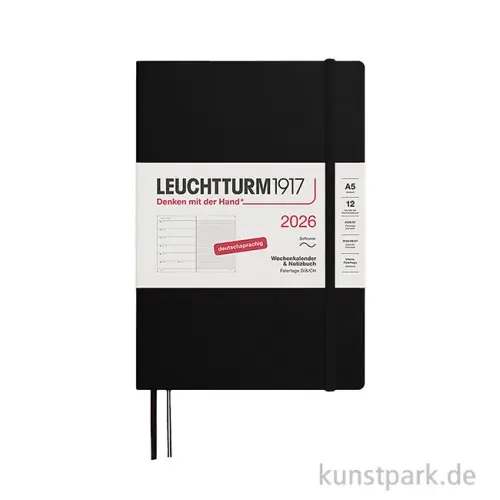Leuchtturm Wochenkalender & Notizbuch 2026, DIN A5, Schwarz, Softcover Super-Preis