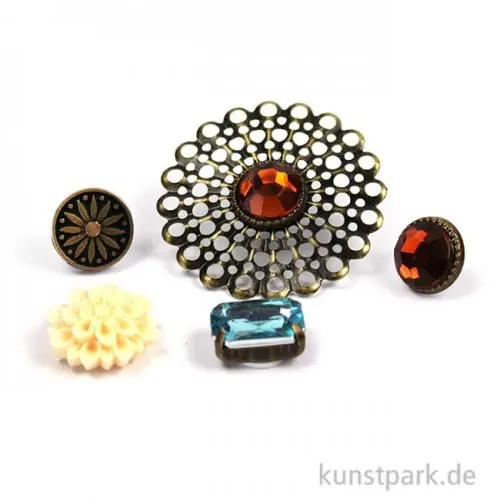 Metallcharms Vintage - Brillanten, 5 Stück sortiert Finale Aktion