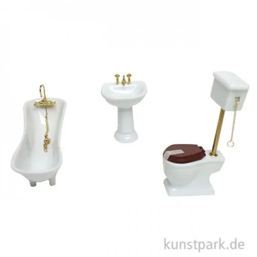 Ab Werk Miniatur Badezimmer Set, Weiß, Porzellan, 4-teilig