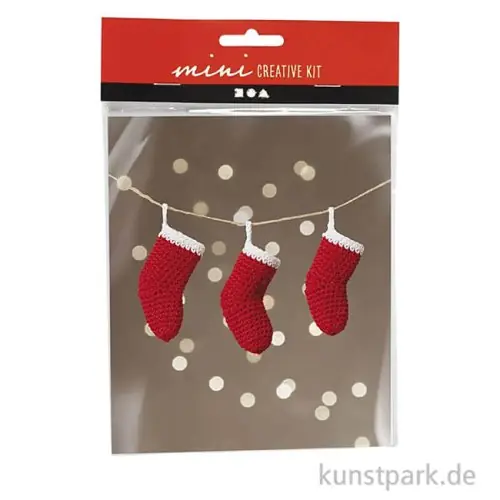 Neue Ware Mini Bastelset Häkeln, Weihnachtsstrümpfe