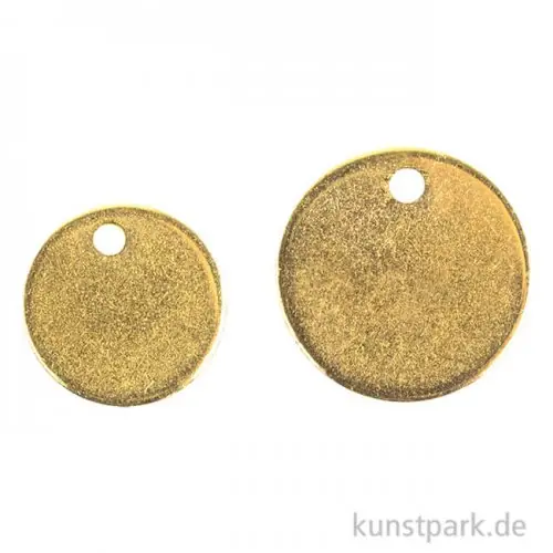 Saisonangebot Metall-Anhänger - Scheiben, Gold, 6 Stück, 2 Größen