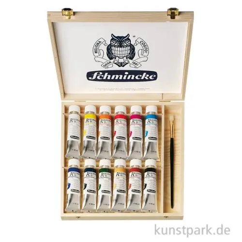 Sonderaktion Schmincke AKADEMIE Ölfarben Holzkasten, 12 x 60 ml