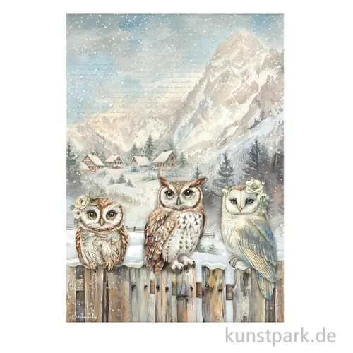 Stamperia Reispapier - The Owl's House 3 Owls, DIN A4 Nur Für Kurze Zeit