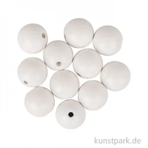 Holzperlen, Weiß, matt, 20 mm, 8 Stück Sonderaktion