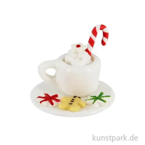 Meistverkauft Miniatur Weihnachtstasse mit Cappuccino + Keksen, 12 x 10 mm