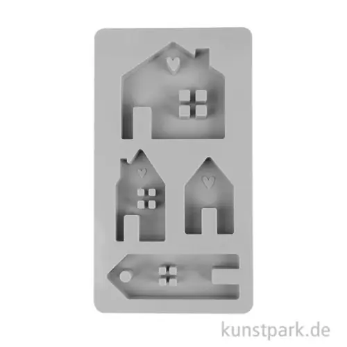 Silikon Gießform - Lichthäuser mit Herz, 14,5 x 26 x 1,7 cm Abverkauf