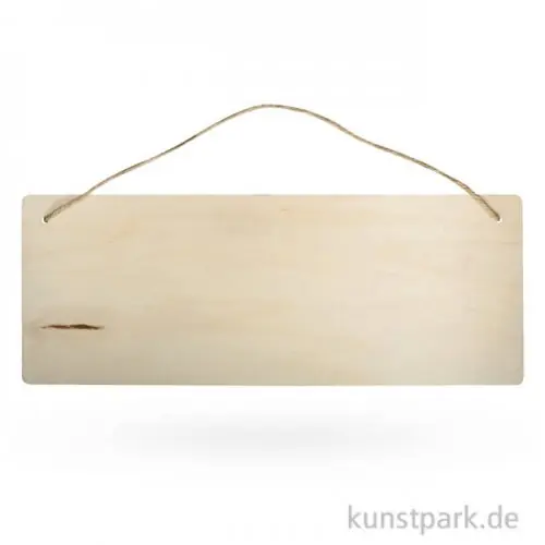 Abverkauf Holz Schild mit Jutegarn - Rechteck