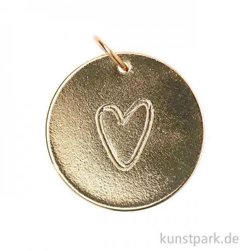 Schmuck-Anhänger Scheibe - Herz, Gold Nur Heute