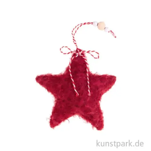Plüschstern mit Hänger, Rot, 11 x 3,5 x 10,5 cm Abverkauf