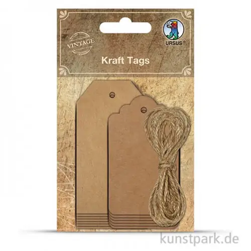 Vintage Anhänger - Tag aus Kraftpapier, 12 Stück Sale