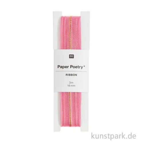 Organzaband - Pink Gold, 16 mm x 3 Meter Echt