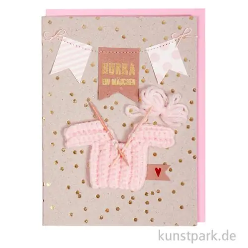 Good old friends - Baby Strickkarte, Hurra ein Mädchen Günstig