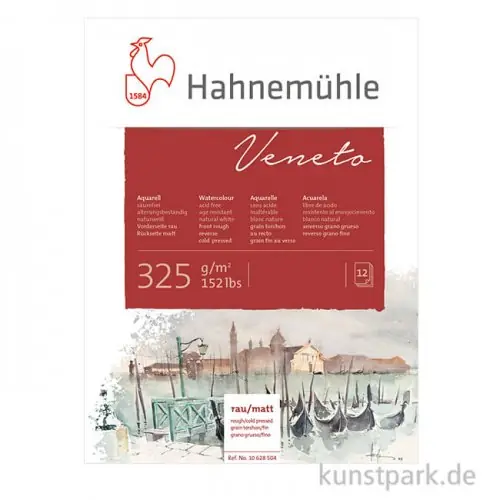 Heute Kaufen Hahnemühle VENETO Aquarellblock, 12 Blatt, 325g rau und matt