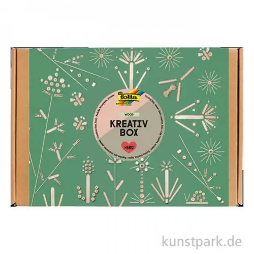 folia Kreativ Box - Holz Bastelset, Natur, über 590 Teile Handgefertigt