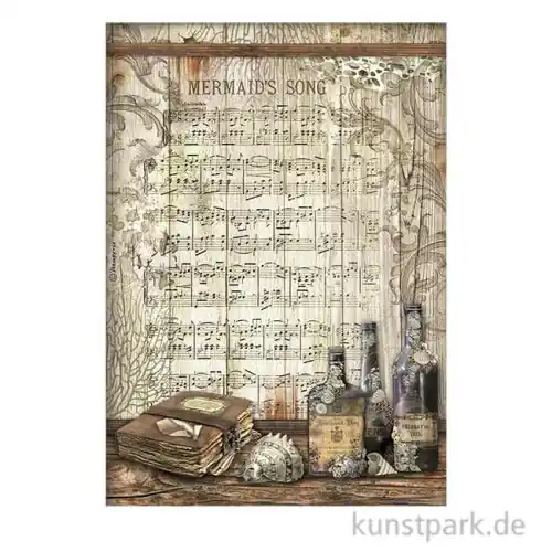 Stamperia Reispapier - Songs of the Sea Mermaid Song, DIN A4 Zertifiziert