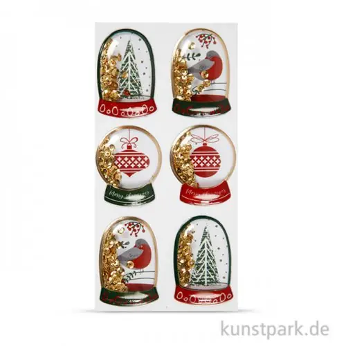 Top-Angebot Schüttel-Sticker - Vögel-Christbaumkugel,49x32 - 45x36 mm, 6 Stück - Gold