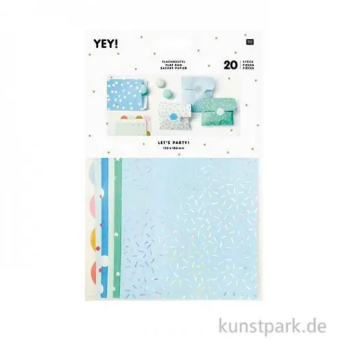 Flachbeutel mit Sticker - Blau, klein Preisreduziert