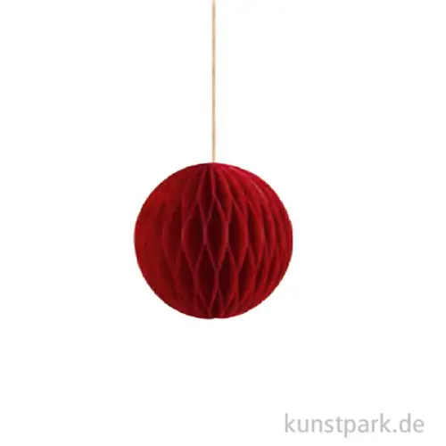 Wabenpapier Kugel mit Hänger, Rot, 8 cm, 4 Stück Kostenloser Versand