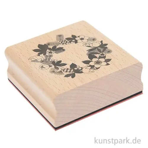 Geld-Zurück-Garantie Stempel aus Holz - Christmas Rocks, Kranz, 70 x 70 mm