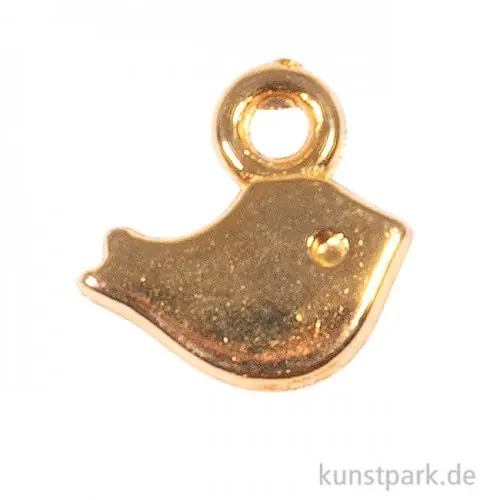 Mini-Anhänger Metall - goldener Vogel, 6 Stück Kostenloser Rückversand