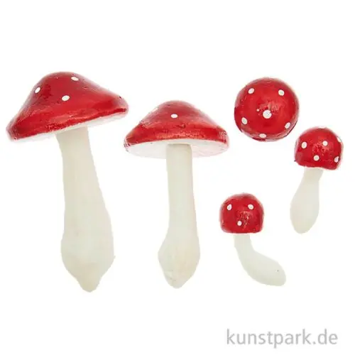 Garantierte Lieferung Deko-Pilze, Polystyrol, Rot Weiß, 5 Stück