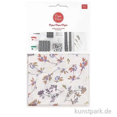 Decoupage Papier - Blumen mit Goldfolie, 3 Stück Preis Gesenkt