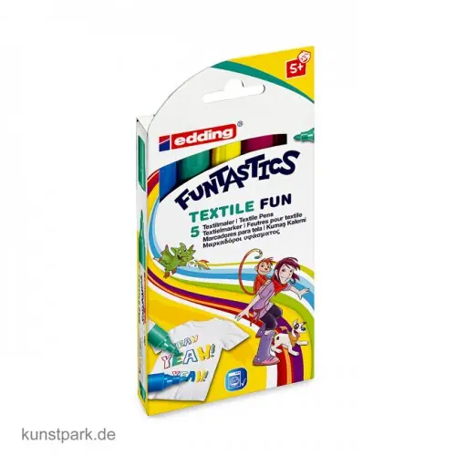 Aktuell edding 17 FUNTASTICS Kinder-Fasermaler Set - Textile Fun mit 5 Farben