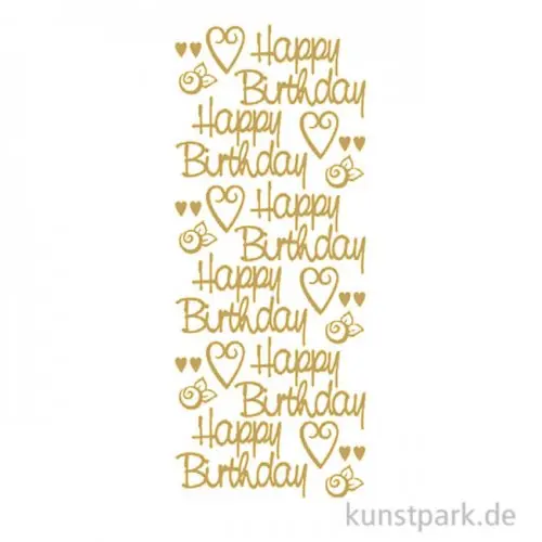 Top-Seller Kreativ Sticker - Happy Birthday Groß, Gold, 10 x 23 cm