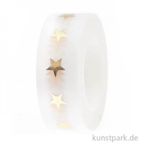 Washi Tape - Sterne, Natur / Gold, 15 mm, 10 m Rolle Meistverkauft