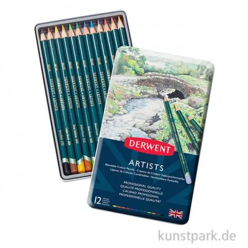 Wochenendangebot Derwent ARTISTS, 12 Farbstifte im Metalletui