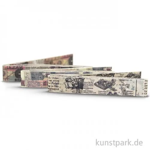 Kostenfreie Lieferung Vintage Stoffbänder - Zeitung 3-er Set, 1,5 cm x 1 m, selbstklebend