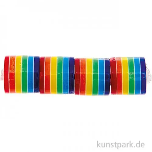 Günstig Gestreifte Zylinderperlen, Regenbogen, 9 x 10 mm, 21 Stück