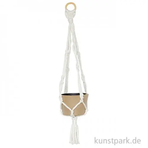 Original Pappmaché + Makramee Blumenampel Groß, 12,5 x 57 cm