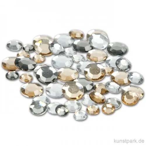 Strasssteine - silberne Kreise, 360 Stück Premium